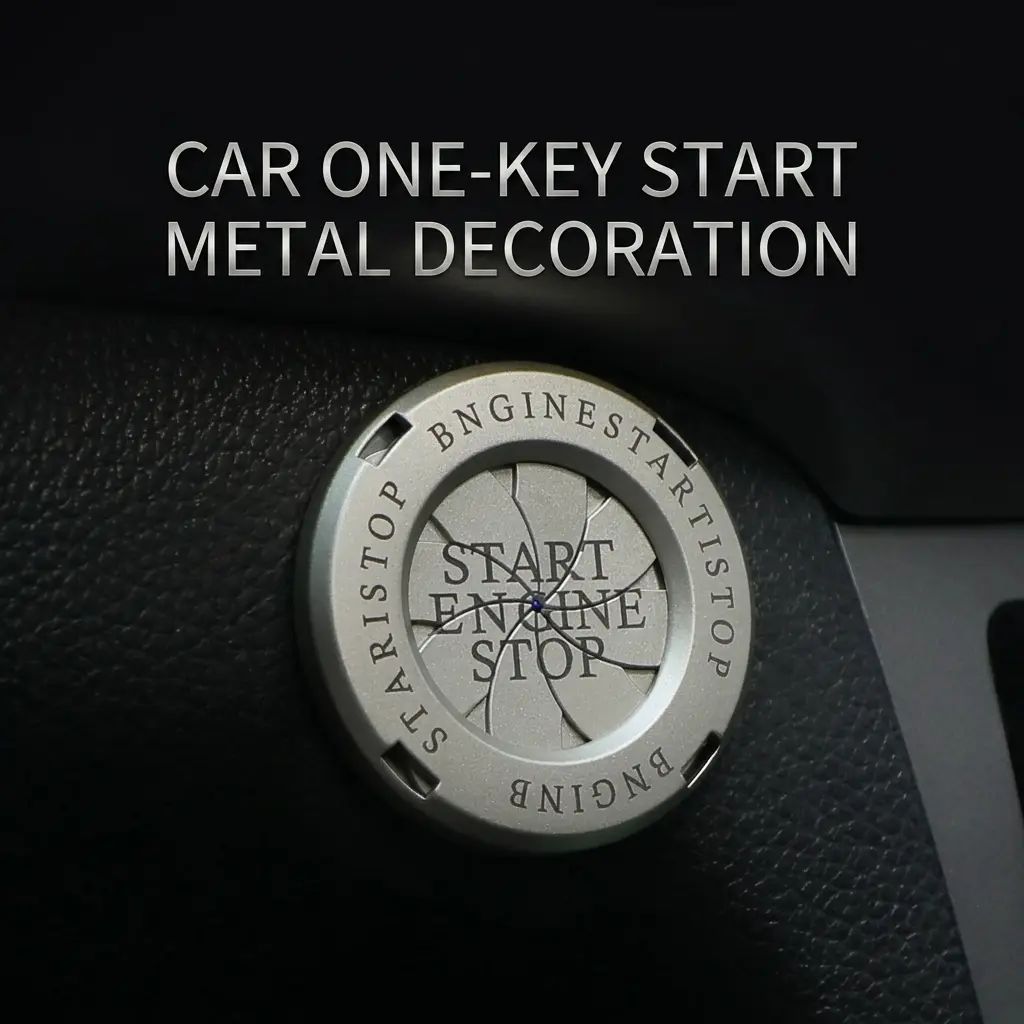 Car Metal Style Button Cover | Rotary Start Decorative Cover, Car Decorative Accessories, 3D Metal Material, Universal One-Key Start Decorative Ring / Motorcycle Key Hole Protective Cover / Guard, Ritual & Modification Gift