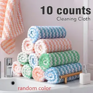 10 Counts Microfiber Cleaning Cloth, Super Soft Absorbent Dish Towels Rags Cloths for Washing Dishes and Kitchen Drying Cleaning House Keeping, Quick Drying Absorbent Thickened Towels, Random Color