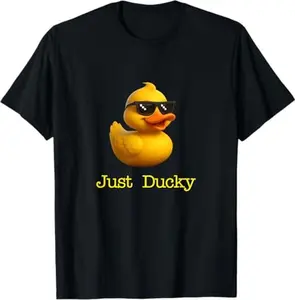 Just Ducky Funny Rubber Yellow Duck Childish Graphic Design T-Shirt