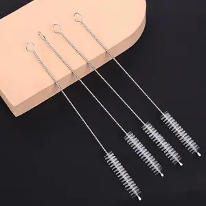10pcs Long Handle Straw Brush, Stainless Steel Flexible Reusable Straw Cleaning Brush, Household Cleaning Tool, Home Cleaning Tool