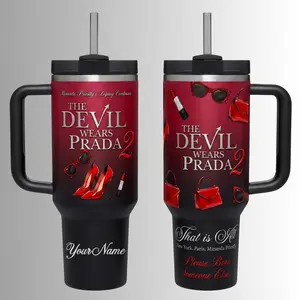 Luxury Fashion Boss Girl Tumbler 20oz 40oz, Red Aesthetic Coffee Cup with Handle, Chic High Heel Lipstick Design, Personalized Name Gift, Stylish Travel Mug