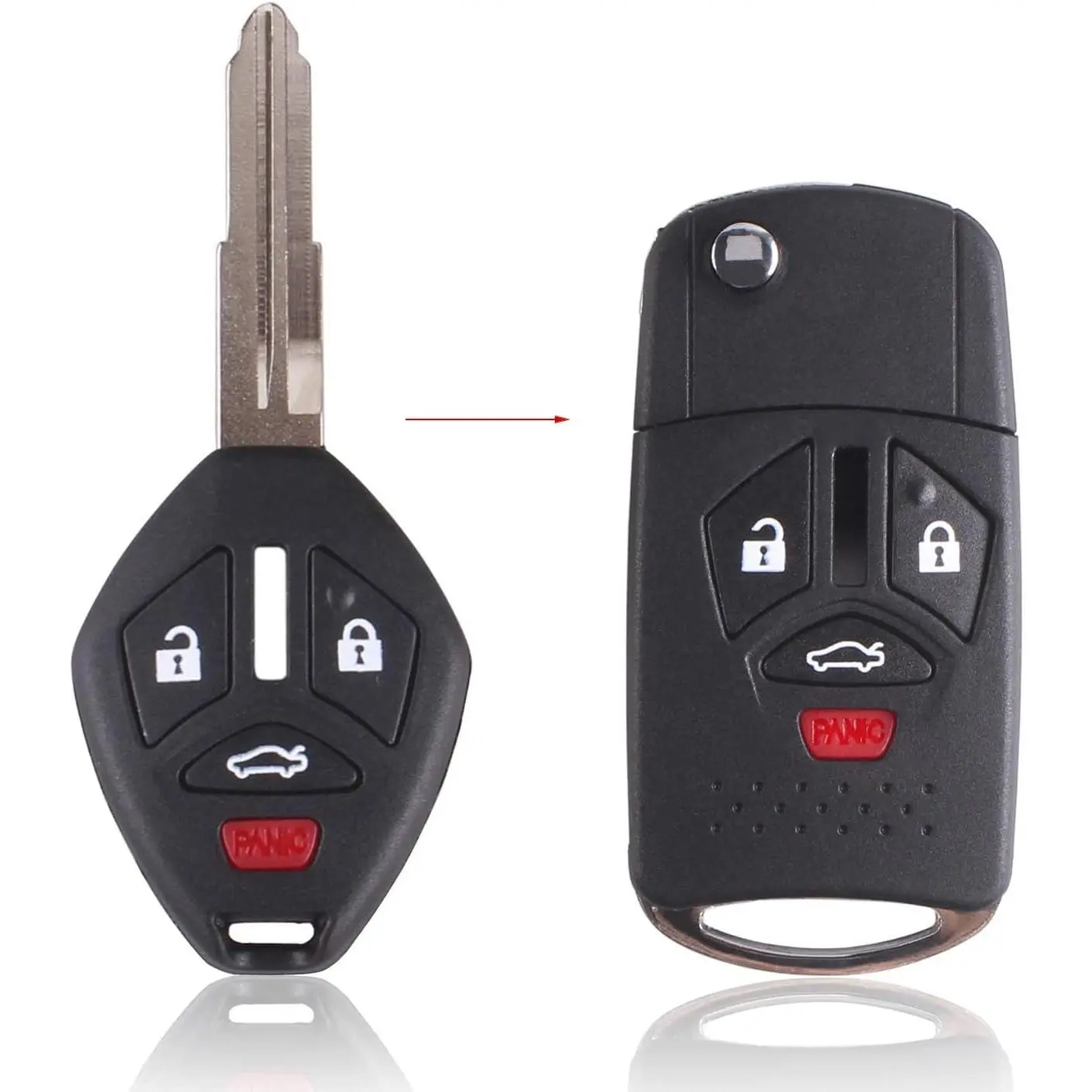 4-Button Foldable Car Remote Flip Key Shell, Plastic Replacement for Mitsubishi Lancer, Endeavor, Galant, Outlander 2007-2012 (No Internal Chip)