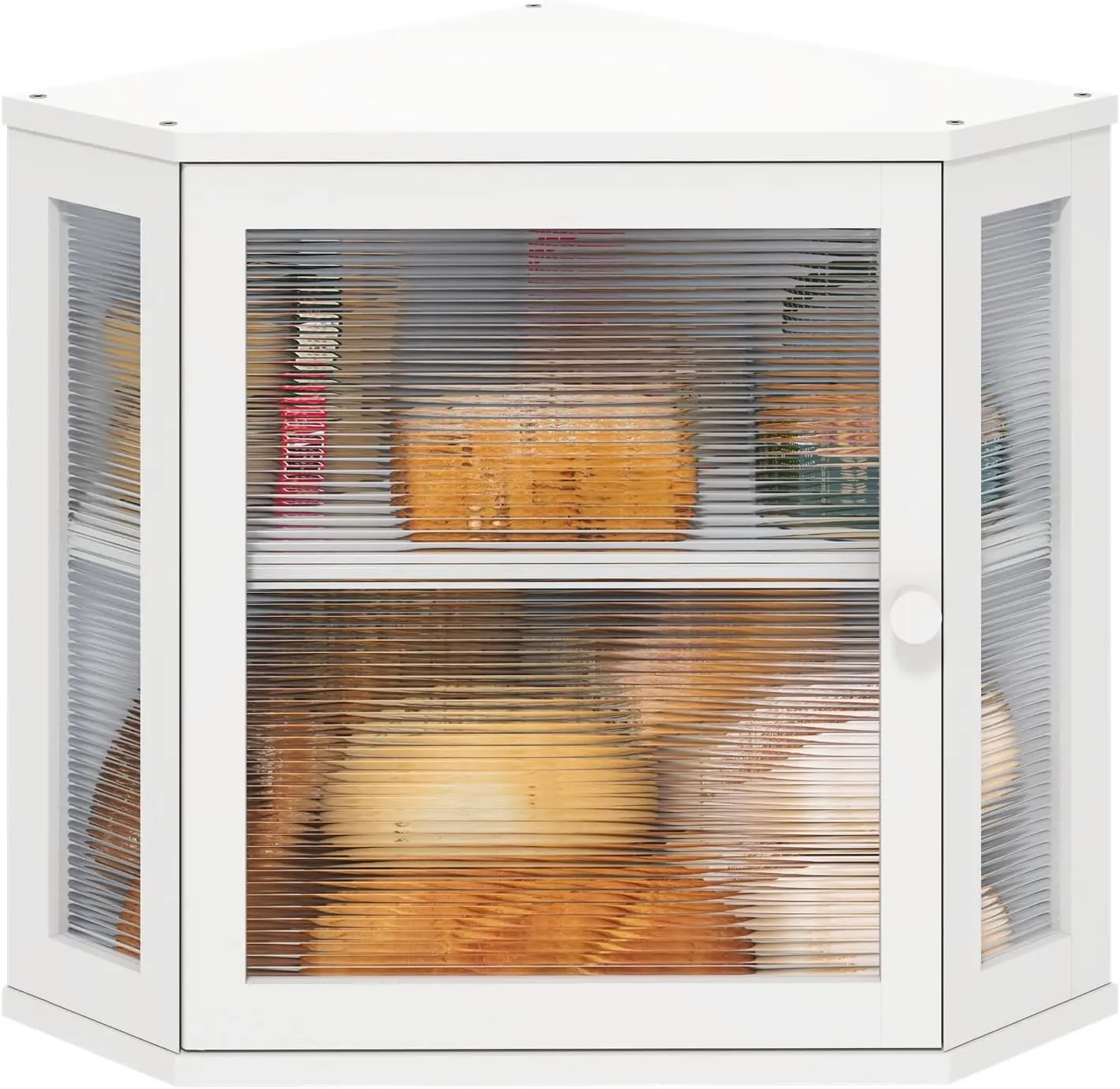 Bamboo Bread Box Large Capacity 2-Tier, Kitchen Countertop Corner Bread Box, Bread Storage Container with Dual Rippled Acrylic Doors, for Kitchen Food Storage