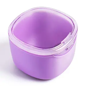Upgraded Denture Bath Box Cup, No-Leak Denture case, Retainer Cleaning Box, Complete Clean Care for Dentures, Clear Braces, Mouth Guard, Night Guard & Retainers (purple)