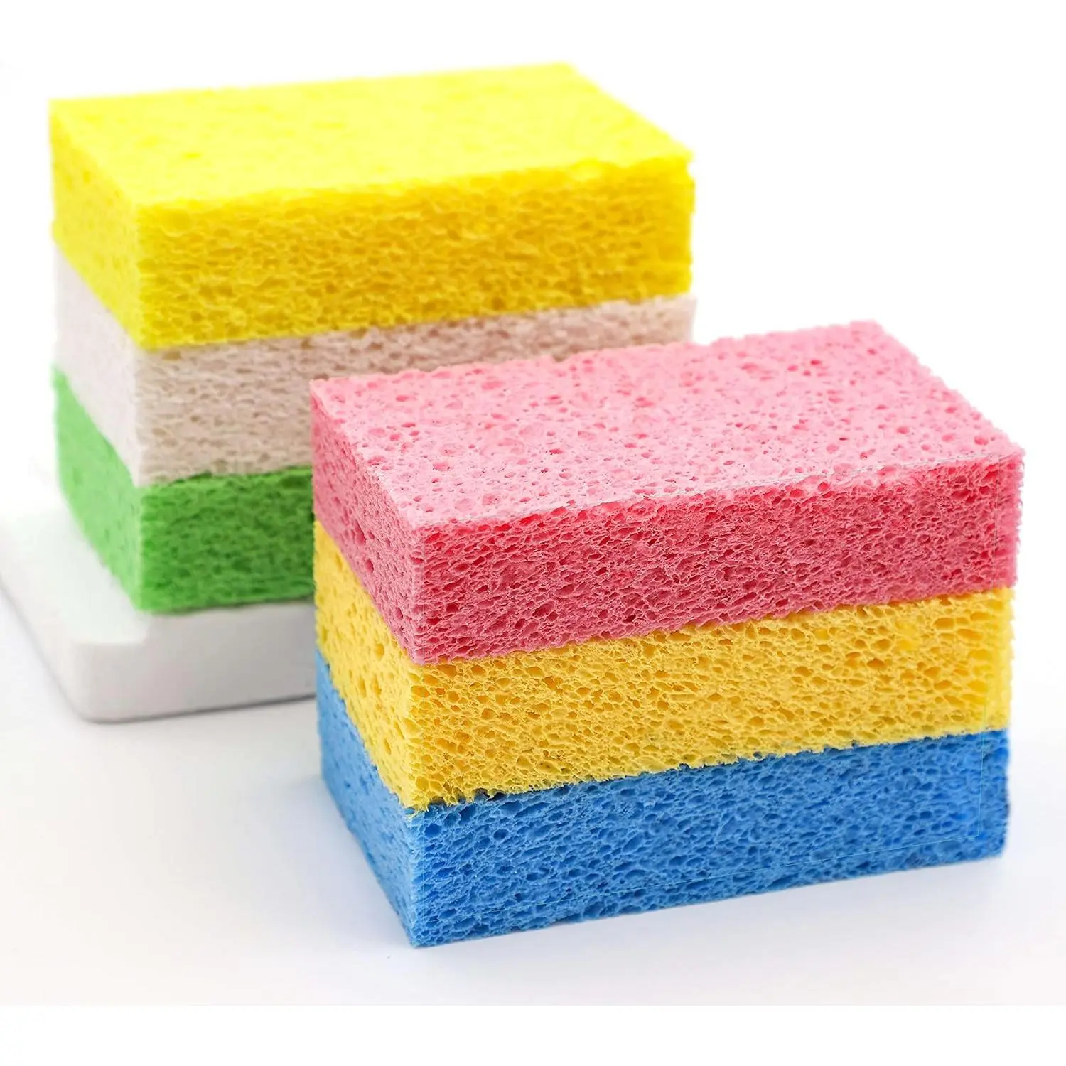 Cellulose Sponges,Heavy Duty Scrub Kitchen Sponge,Clean Tough Messes Without  Sponges Kitchen(6 Pack, Thick)