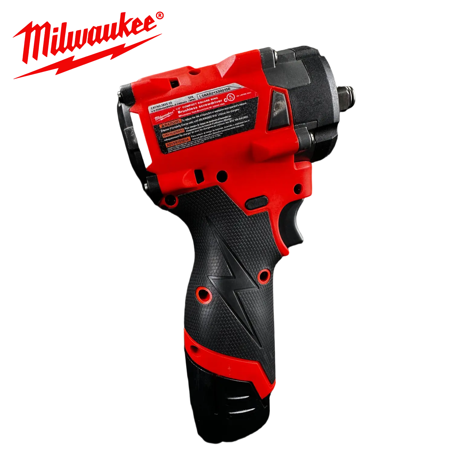 MILWAUKEE M12 1/2" Stubby Impact Wrench, 300Nm Max Torque,duty rate power high charger drill kit level dewalt cordless stepless speed mechanical use vibration control active shock lithium cordless work light energy maintenance