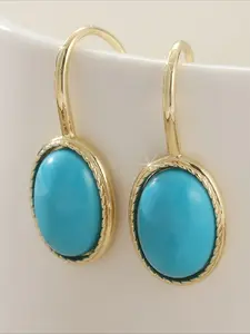 Classic Charm Synthetic Oval Turquoise Dangle Earrings For Women Bohemian Female Wedding Earrings Exquisite Banquet Jewelry Elegant Minimalist Earrings, Dangling Earrings, The Perfect Gift for Girls