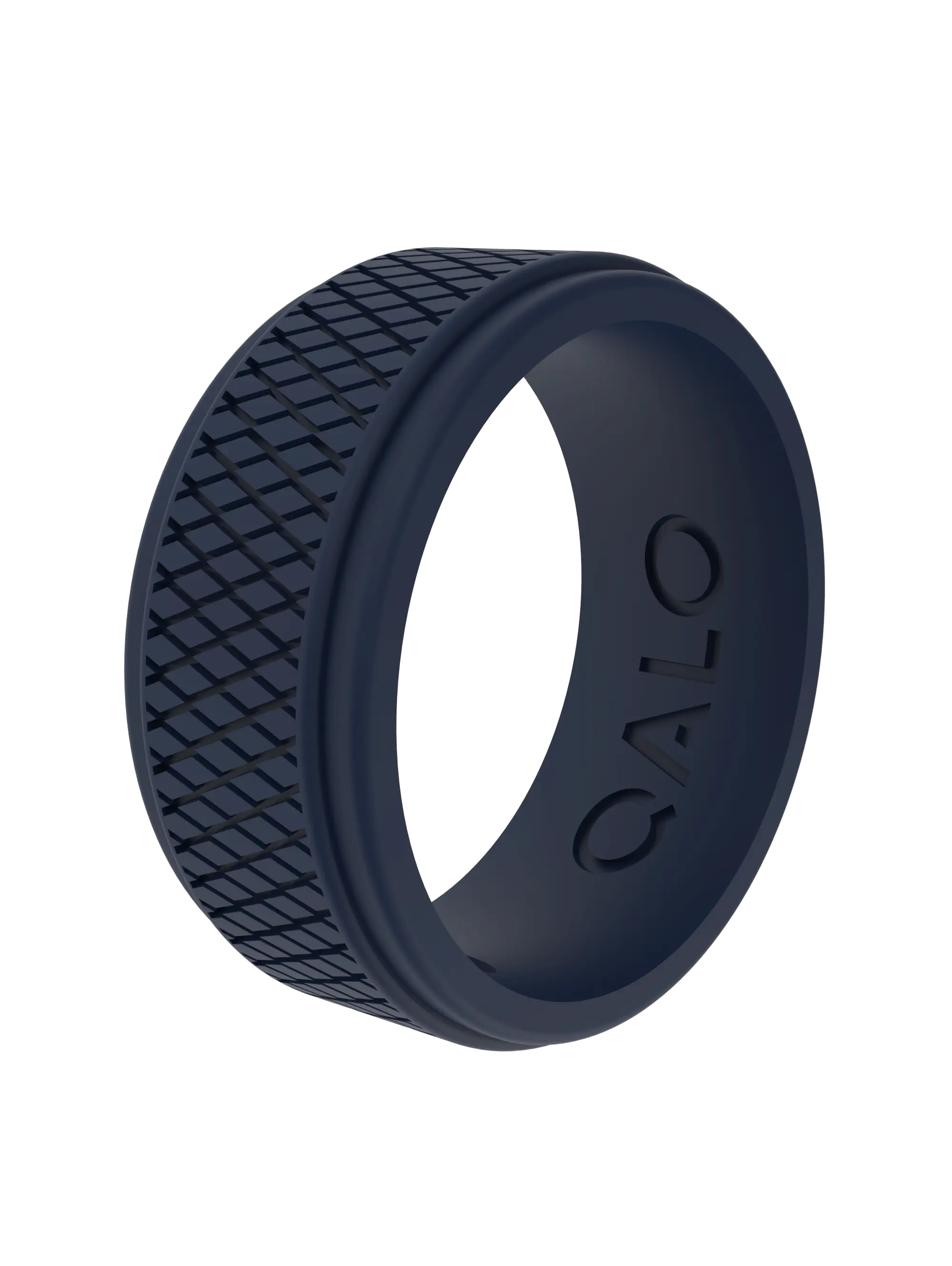Male 100% Silicone Ring - Elegant Step-Edge Design with Crosshatch Pattern, Reinforced by Ultra-Tough Q2X™ Technology for Enhanced Tensile Strength, Elevated Fashion Accessory