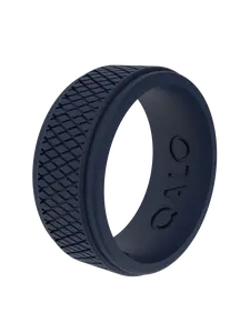 Men's Silicone Ring, Elegant Step Edge Design with Crosshatch Pattern, Reinforced with Ultra Tough Q2X™ Technology, Elevated Style