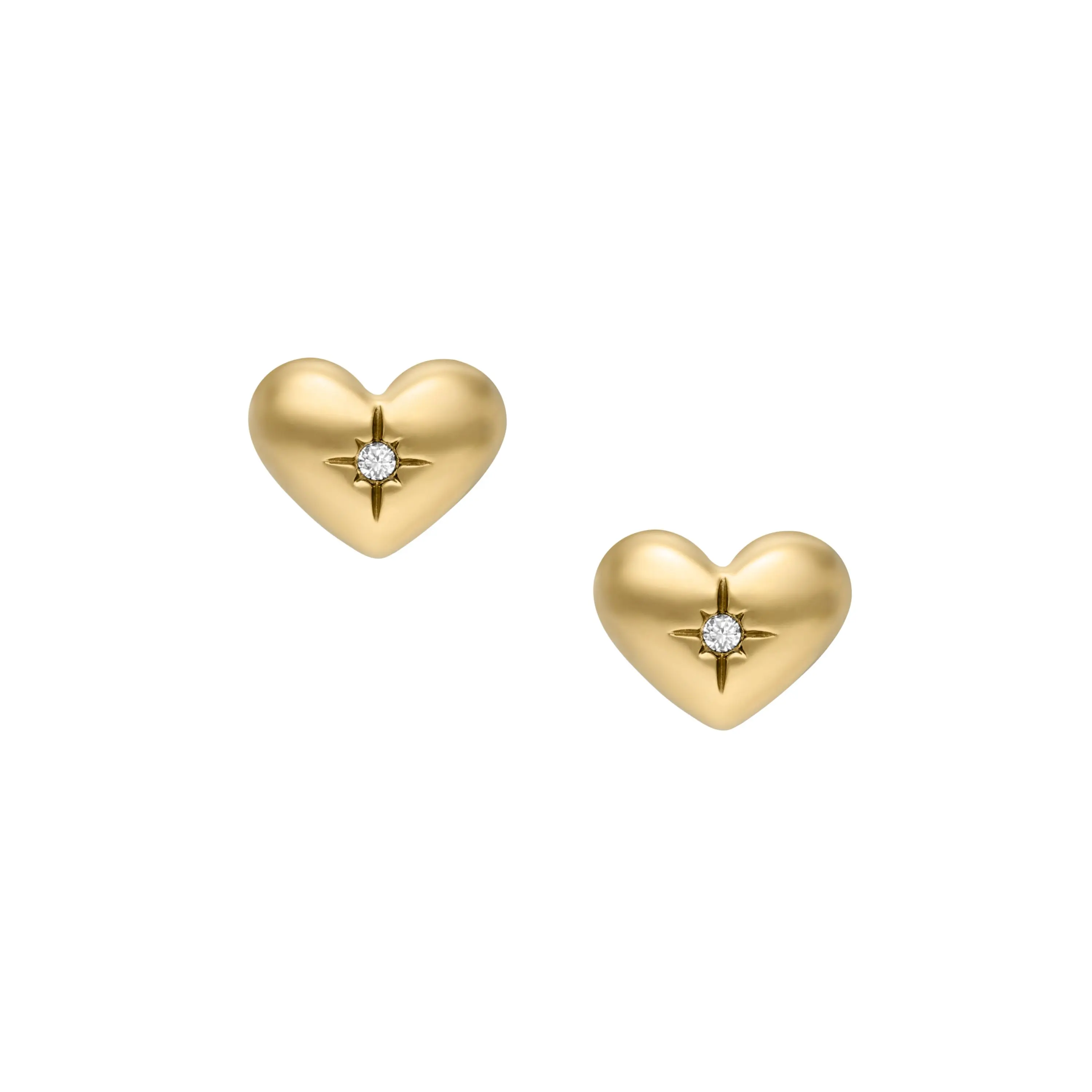 Fossil Women's Sadie All My Love Gold-Tone Stainless Steel Heart Stud Earrings