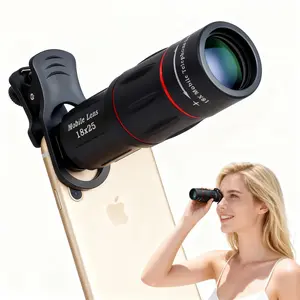 18×25 telephoto phone lens & monocular telescope, Smartphone lens attachment, High-definition high-power external camera telescope ideal for concert photography, phone photography accessory, with lens clip, eye mask and storage bag