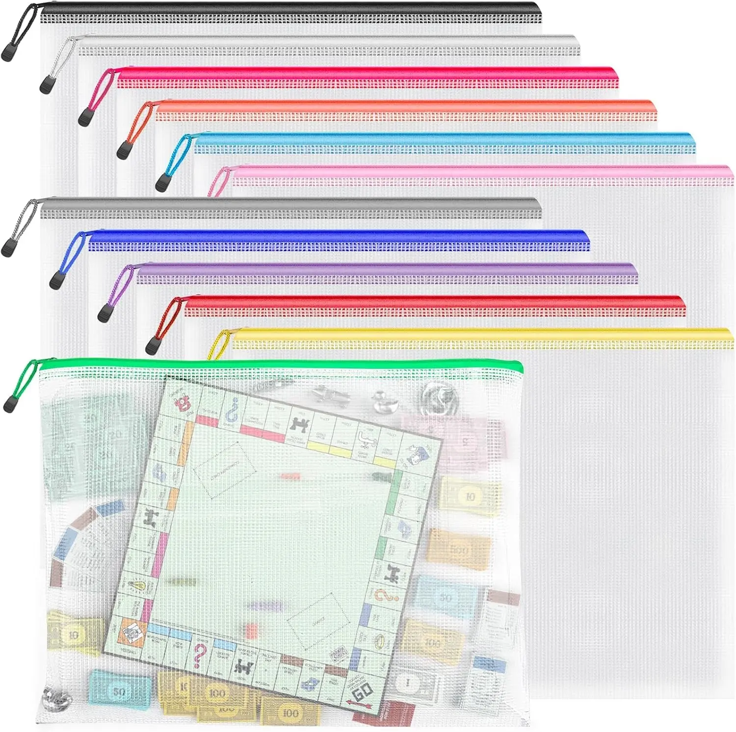 5/10pcs A4  Mesh File Zipper Bags - Resealing Storage Bags for Teachers, Office, Travel Document Organization & Folders (Home Organizer Supplies), File Zipper Bag