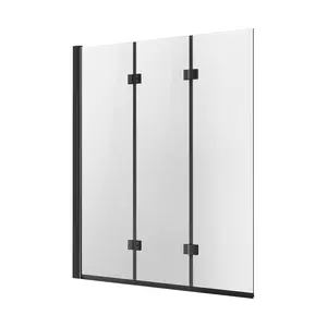 Bathtub Shower Door 51-Inch W By 56-Inch H Frameless Foldable Tub Shower Enclosure, Clear Tempered Glass, Reversible Left Or Right Door, Water Seal, Easy Install, Durable Safety Glass For Modern Bathrooms