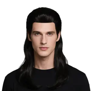 Mullet Wig for Men: Washable Reusable 80s Adjustable Comfortable Fit Costume Hairpiece for Halloween Parties Cosplay