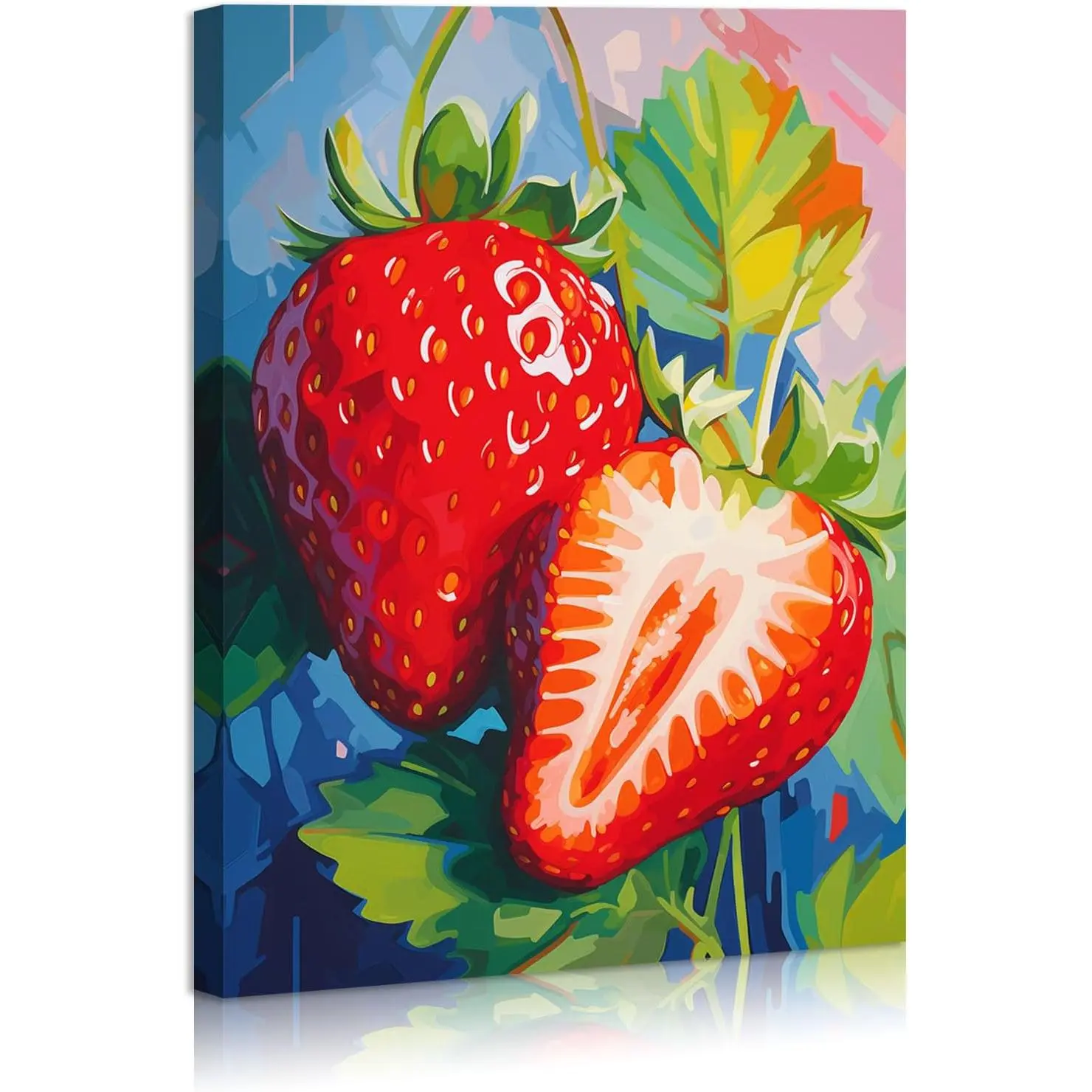 Framed Rustic Fresh Fruit Strawberry Canvas Wall Art - Vintage Wooden Photo Print, Adds a Rustic Fresh Touch, Home Decor for Kitchen, Balcony, Kid Room, 12x16 in, Ready to Hang, Wardrobe Accent Piece