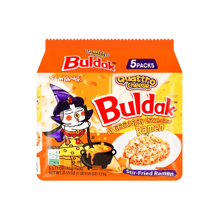 SAMYANG Quattro Cheese Flavor Buldak Ramen Pack of 5  & Hot Chicken Flavor