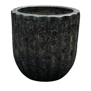 Black Ribbed Planter