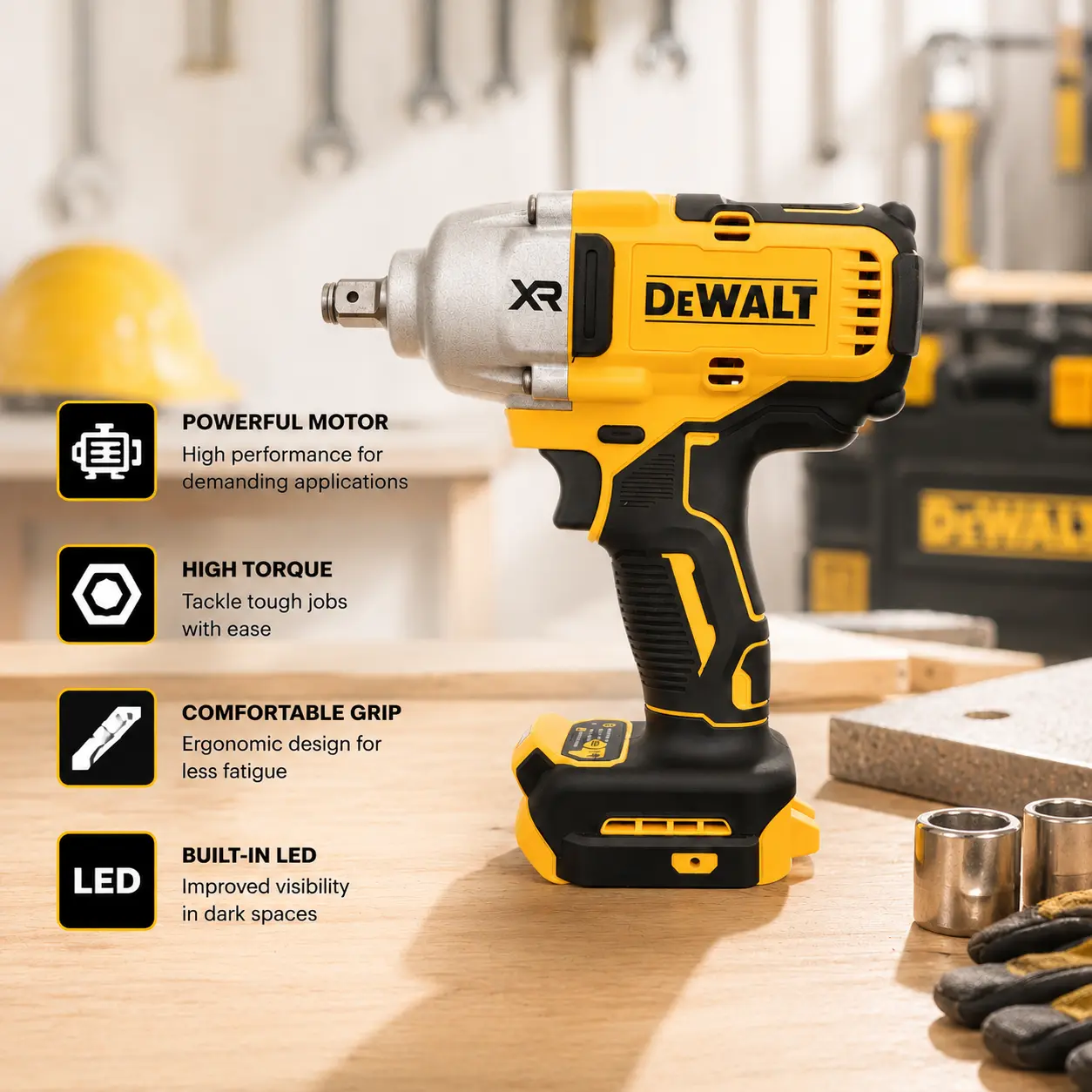 DEWALT DCF900 Brushless Cordless Impact Wrench, 1/2" Hog Ring Anvil, High Torque Power Tool for Heavy-Duty Applications