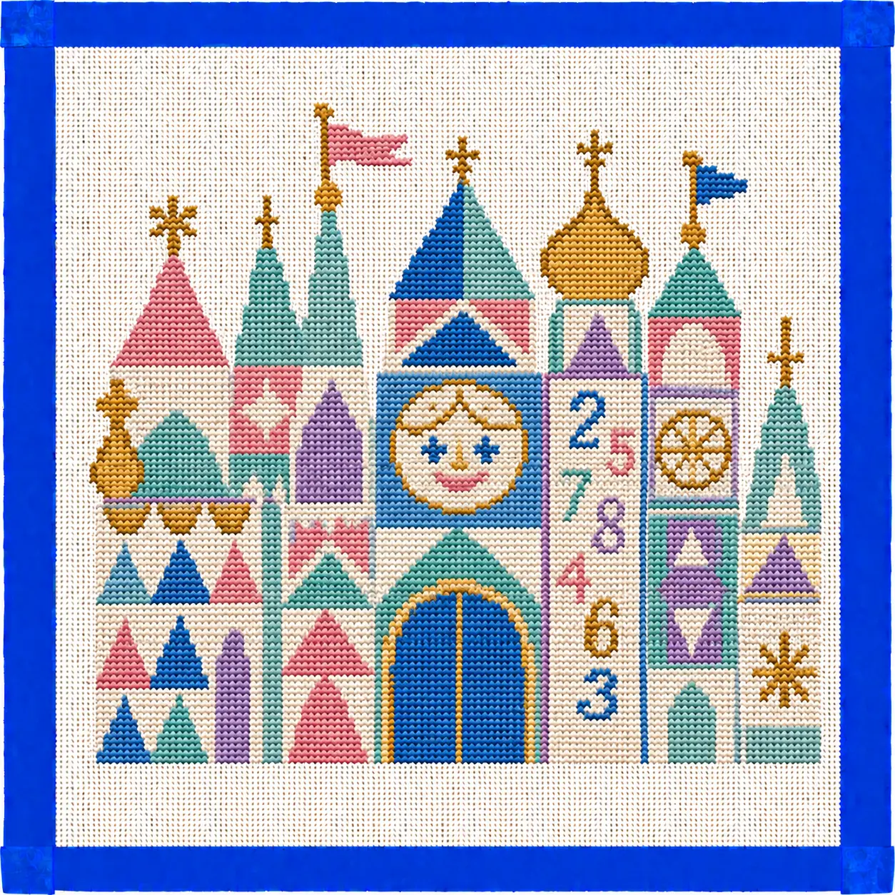 Small World Theme Park Needlepoint Canvas