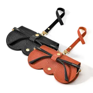 2 Packs Soft Leather Sunglasses Bag - Portable Glasses Case Holder & Organizer Pouch with Strap for Stylish Eyewear Protection & Travel