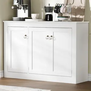 Cozy Castle Buffet Cabinet with Storage - Kitchen Storage Cabinet Wood Console Table Coffee Bar Accent Cabinets for Living Room Dining Room Entryway 44.5" W