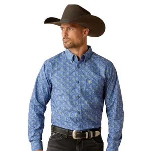 ARIAT REYES FITTED LONG SLEEVE SHIRT ROYAL BLUE - 10052362