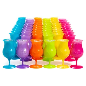 16 oz. Bulk 60 Ct. Tropical Colored Reusable Plastic Hurricane Glasses