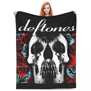 Comfort Deftones Heavy Metal Band Blanket Merch Sofa Decorative Skull Throws And Blankets Super Coral Fleece Plush for Bedroom