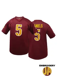 Men's Football Jersey,Name And Number Embroidered American Rugby Jersey,Washington #5 V-Neck Short Sleeved T-Shirt,Perfect for Party,Game,Training,Competition,Casual Wear,Athletic Tops