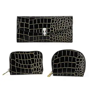 La Marey Crocodile Faux Leather 3pcs Giftbox, Ladies Wallet and 2pcs Card Wallets
