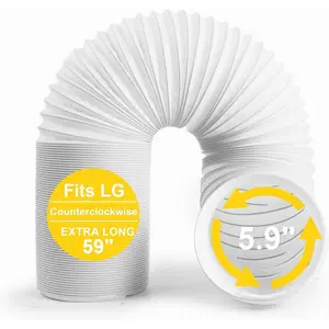 Portable Air Conditioner Hose 5.9" Diameter Anti-Clockwise Thread Universal Replacement AC Vent Hose Length up to 59" Does not Include Coupler