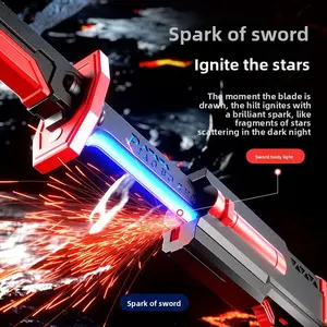 Light-Up Sparkle Sword Toy for Boys Safe Non-Toxic Galaxy Warrior Blade with Laser Spray Effect Flashing LED Lights Ultimate Electronic Sparkle Ignite the Stars with Cool Laser Saber Sounds & Body Light for Parties Musthave for men Lightsab