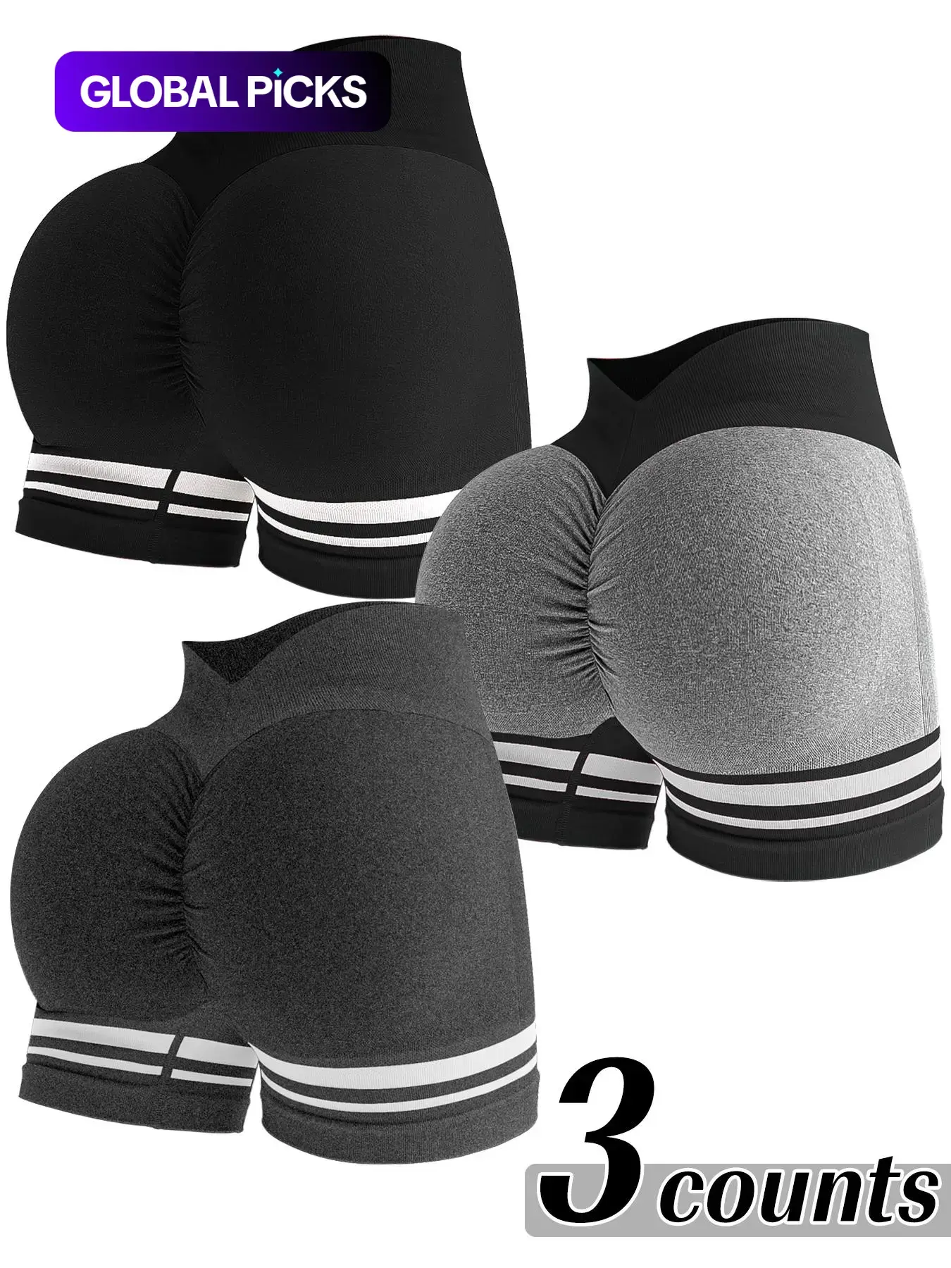 Women's Striped High Waist Gym Shorts, High Waisted Shorts, Activewear Shorts, Active Athletic Shorts, Sport Shorts, Breathable Comfortable Yoga Shorts, High Elasticity Fitness Casual Wear, Ideal for Workouts & Daily Use, Athletic Bottoms