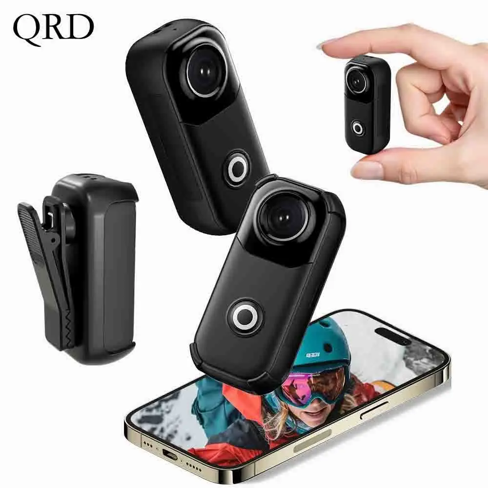 QRD 1080p Thumb-Sized, Compact, Hands-Free Wearable Camera with Audio and Video Recording, Wearable Action Camera. Suitable for cycling, bike riding, vlogging, swimming, climbing, and more. Available in Black and White (Waterproof Case Included).