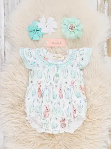 Hoppy Egg Hunt Smocked Ruffle Bubble Romper
