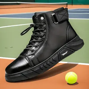 Men's Solid Color No Tie Boots, Casual Comfy Anti-skid Walking Shoes With Hook & Loop Fastener, Easily Wiped Clean Footwear Boy