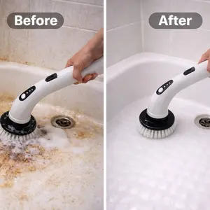 Electric Spin Scrubber 9-in-1 Cordless Bathroom Cleaning Brush with Extendable Handle