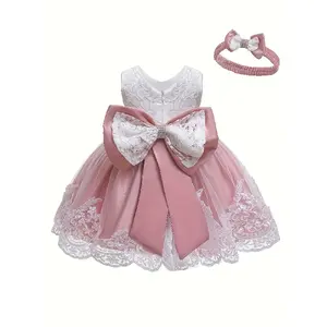 Baby One Year Old Children's Dress Full Moon Baptism Dress Lace Girl's Puffy Princess Dress cheetah print outfits black girl