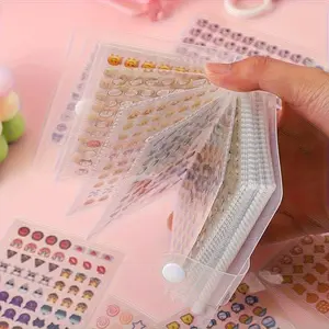 2400pcs mini cute sticker set+ storage book| Portable Transparent Plastic, Various Exquisite Patterns, Suitable for Journal DIY and Scrapbook Making- Perfect for Matching Notebooks and Photo Albums Self Adhesive Stickers