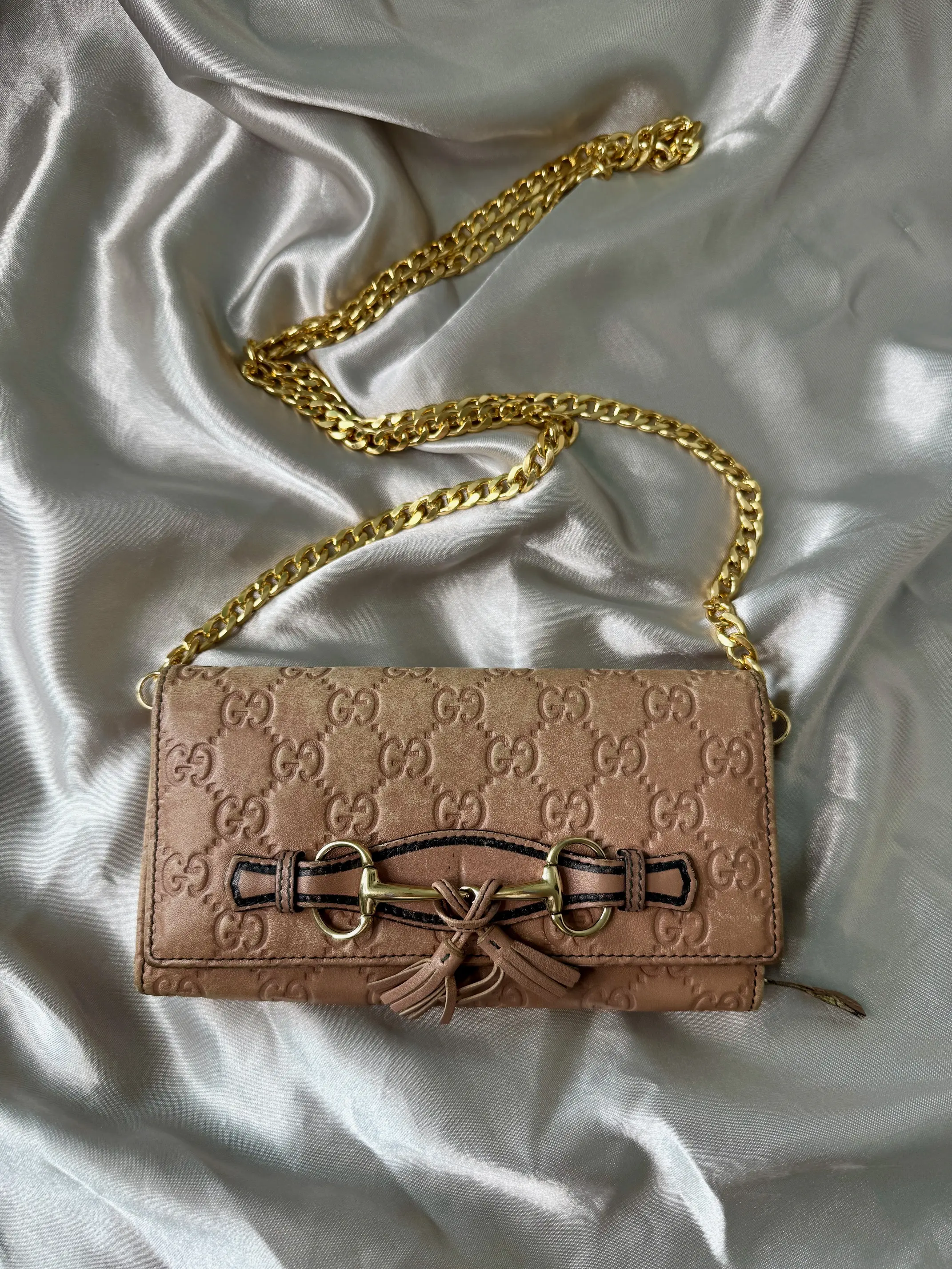 Pre-owned GUCCI Leather Small Leather Goods Horsebit Continental Wallet