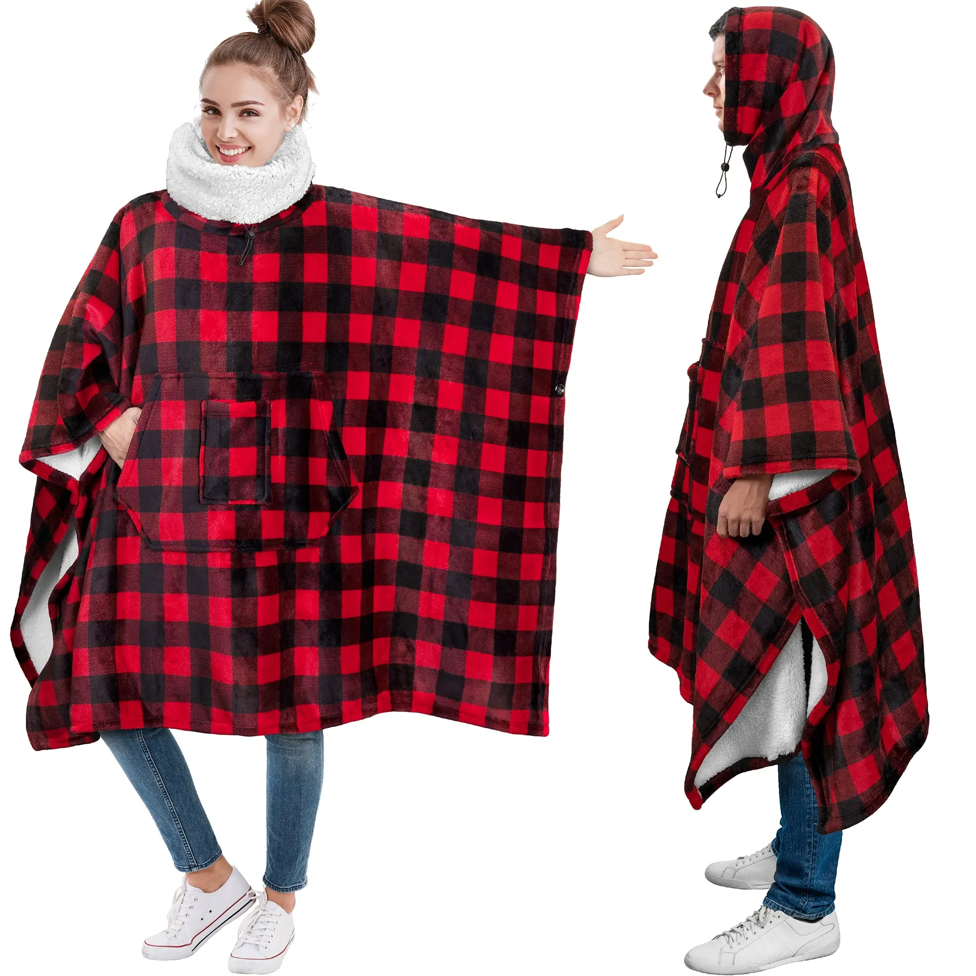 PAVILIA Sherpa Wearable Blanket Poncho Women Men, Oversized Hoodie Sweatshirt Poncho Blanket, Hooded Sweater Wrap Cape Neck Warmer, Fleece Soft Hug Sleep Pod Adult, Cozy Warm Gift Ideas Sister