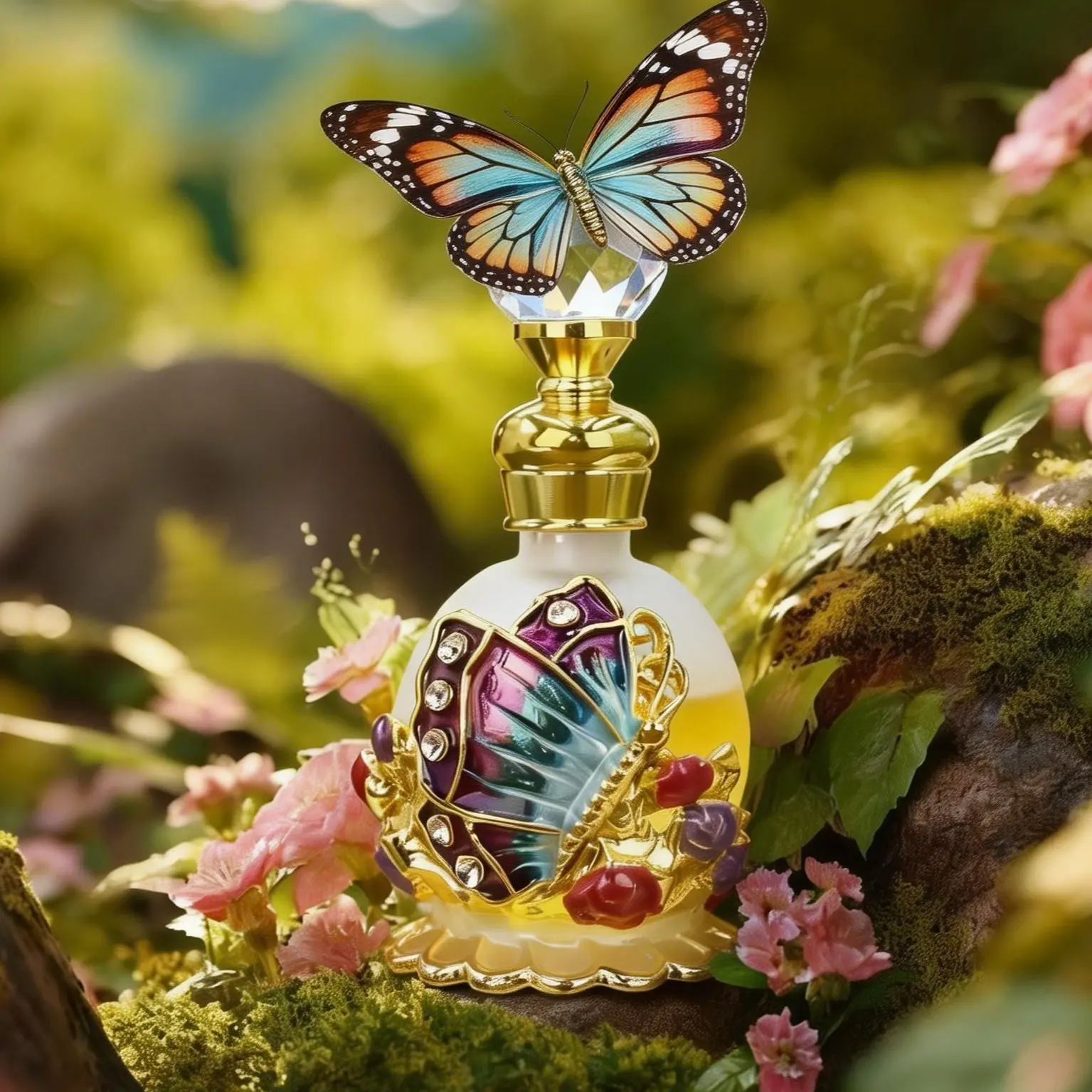 Natural Women's Perfume Oil Concentrate, Long-Lasting Elegant Floral Fragrance, Middle Eastern Musk Scent, 15ML Butterfly Enamel Bottle, Fragrance Perfume Oils, Floral Scents Perfume