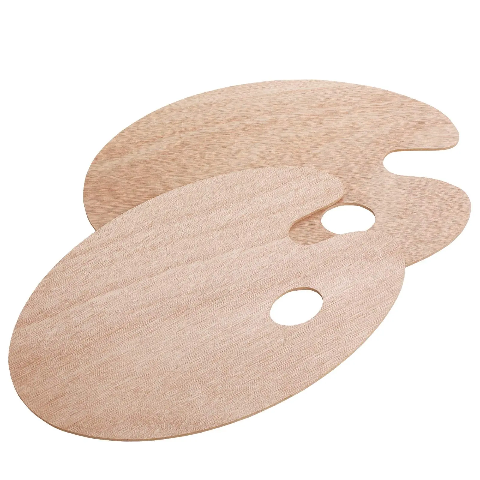 2-Pack Wooden Oval Palette Set - 14x10in with Large Hole, Left or Right Hand Holding Crafting Supplies, DIY Painting Supplies, Art Materials for Home & Festive Party Bag Gifts