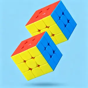 Moyu Meilong 3C 3x3 Stickerless Speed Cube Set (2 Pack) - Smooth Fast-Turning, Vivid Color Magic Puzzle Cube, Brain Teaser Educational Toy for Kids & Adults