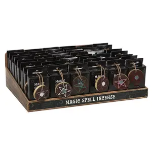 Magic Spell Incense Cones with Pentagram Holder Aromatherapy Oils Aromatic Sage Perfume Fragrance for Spiritual Practice & Relaxation Rituals