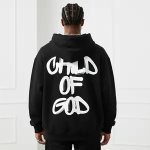 Men's CHILD OF GOD print Graphic Hoodie - Cotton Blend Black Long Sleeve Pullover Regular Fit | Soft & Breathable Fabric, Durable Print, Everyday Comfort, Machine Washable, casual urban indoor modern space