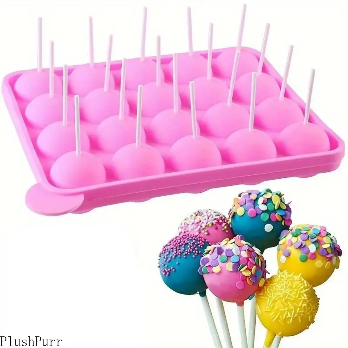 Lollipop Mold Kit, Silicone 20-Cavity Round Baking Tools with 20 Sticks for DIY Chocolates, Candies, Desserts & Party Gifts, Shaped Silicone, Reusable, Parties, Silicone Candy Molds