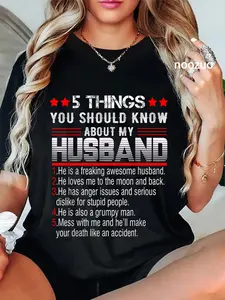 100% Cotton 5 Things you Should know about my Husband Marriage Clothing T-Shirt