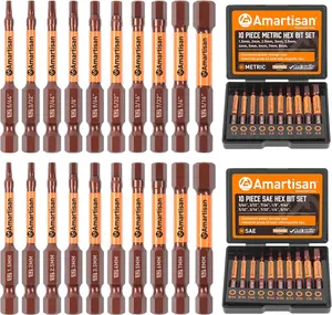 DARALIA 20-Piece Hex Head Allen Wrench Drill Bit Set, Metric and SAE S2 Steel Hex Bits Set, Magnetic Tips, 2.3" Long With Storage box.