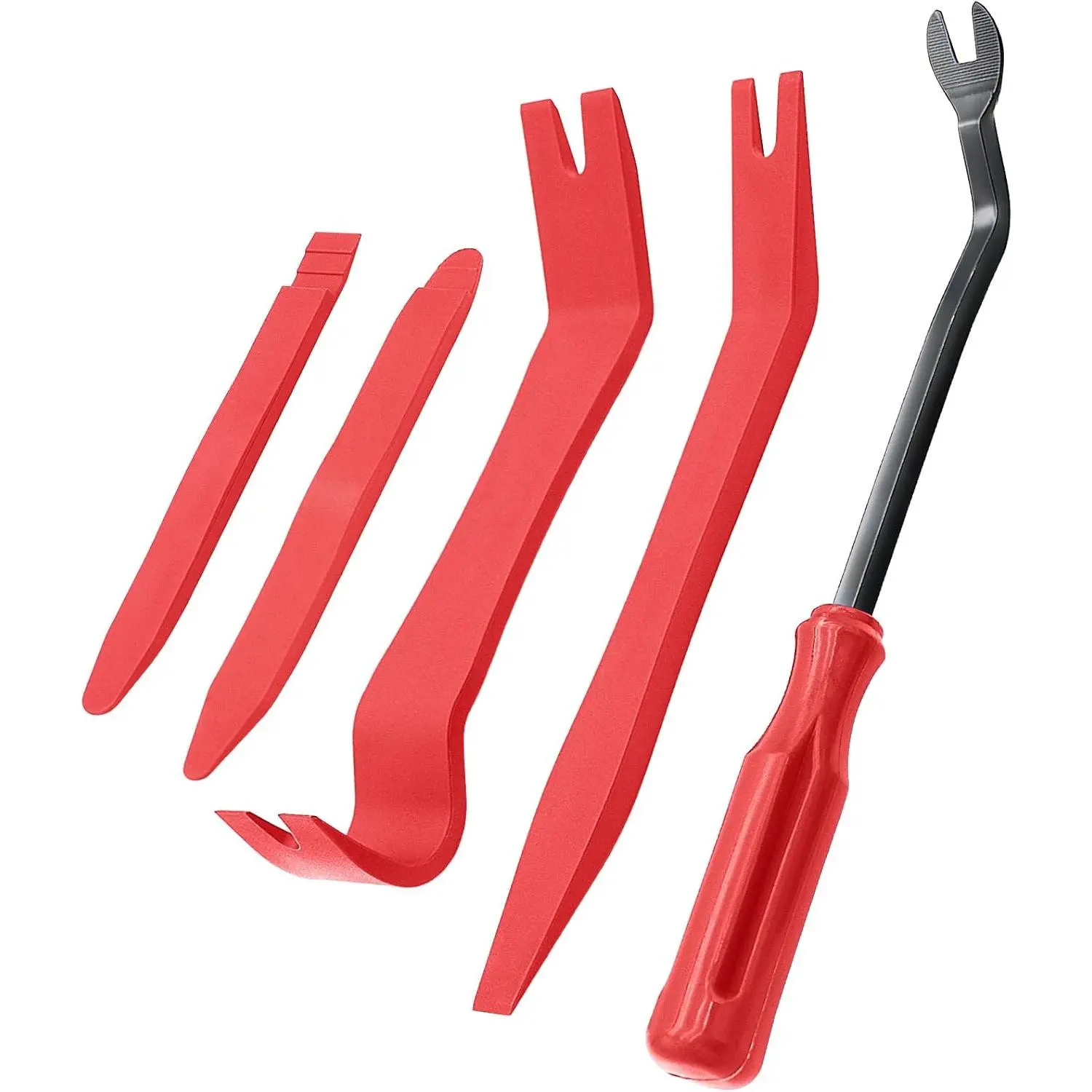 5 count  Trim  Kit Upholstery Tools, Auto Clip Removal  Tool for Door Dash Dashboard Panel Fastener Remover, Push Pin Puller  Repair Tools, Red
